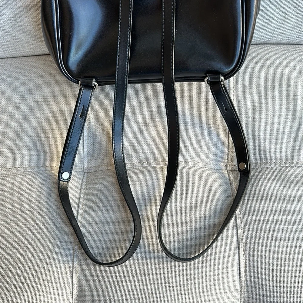 Longchamp Vintage Leather Adjustable Backpack - Black - Picture 4 of 9